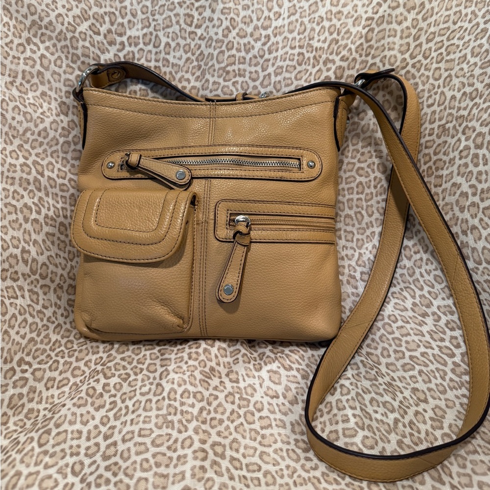 Tignanello Tan Leather Crossbody Bag